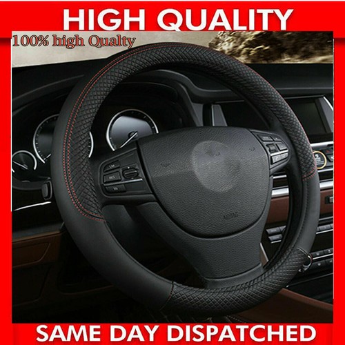 Black leather car steering - black,