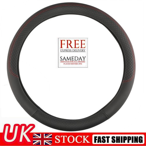Black leather car steering - black,