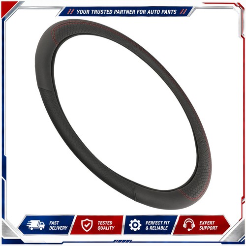 Black leather car steering - black,