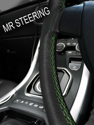 Black leather steering wheel - black,